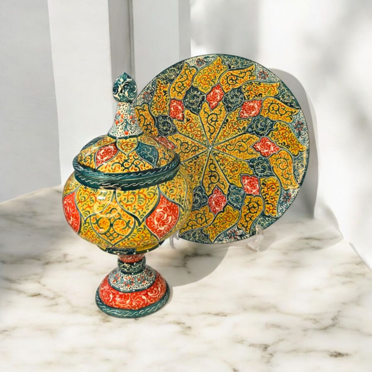 بشقاب و شکلات خوری میناکاری