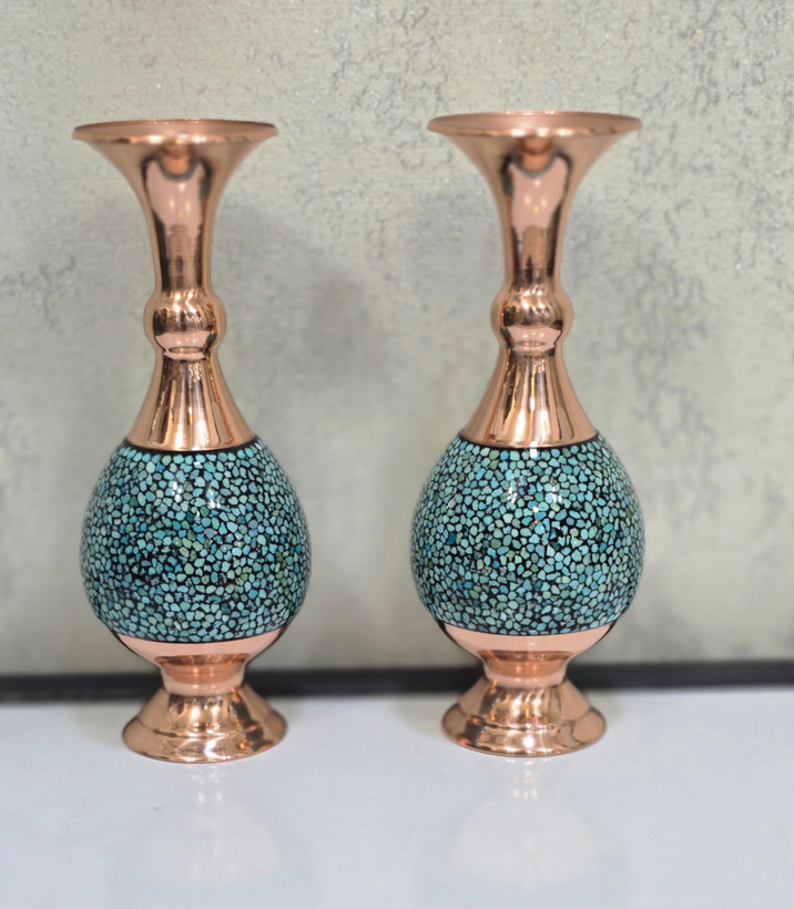 گلدان صراحی فیروزه کوبی ۲۰سانتی
