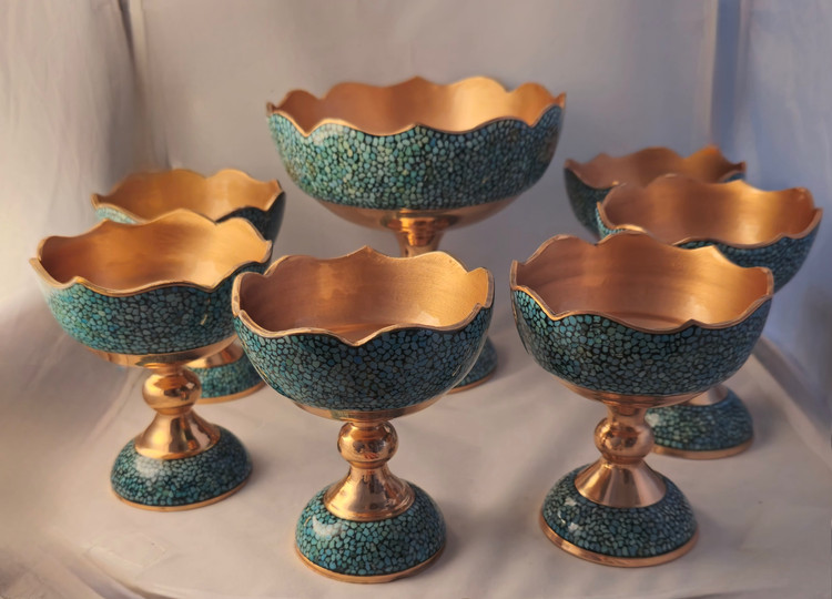 ست آجیل خوری ۷پارچه فیروزه کوبی