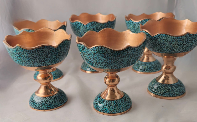 ست آجیل خوری ۷پارچه فیروزه کوبی
