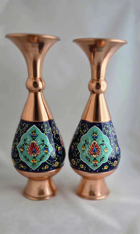 گلدان مس وپرداز ارتفاع ۲۶ سانتی