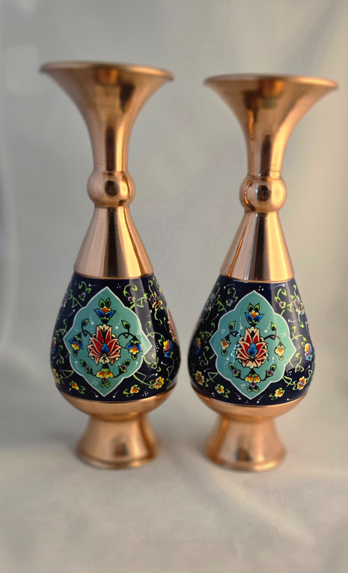 گلدان مس وپرداز ارتفاع ۲۶ سانتی