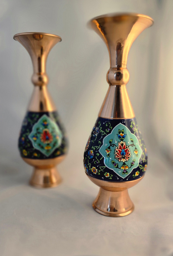 گلدان مس وپرداز ارتفاع ۲۶ سانتی