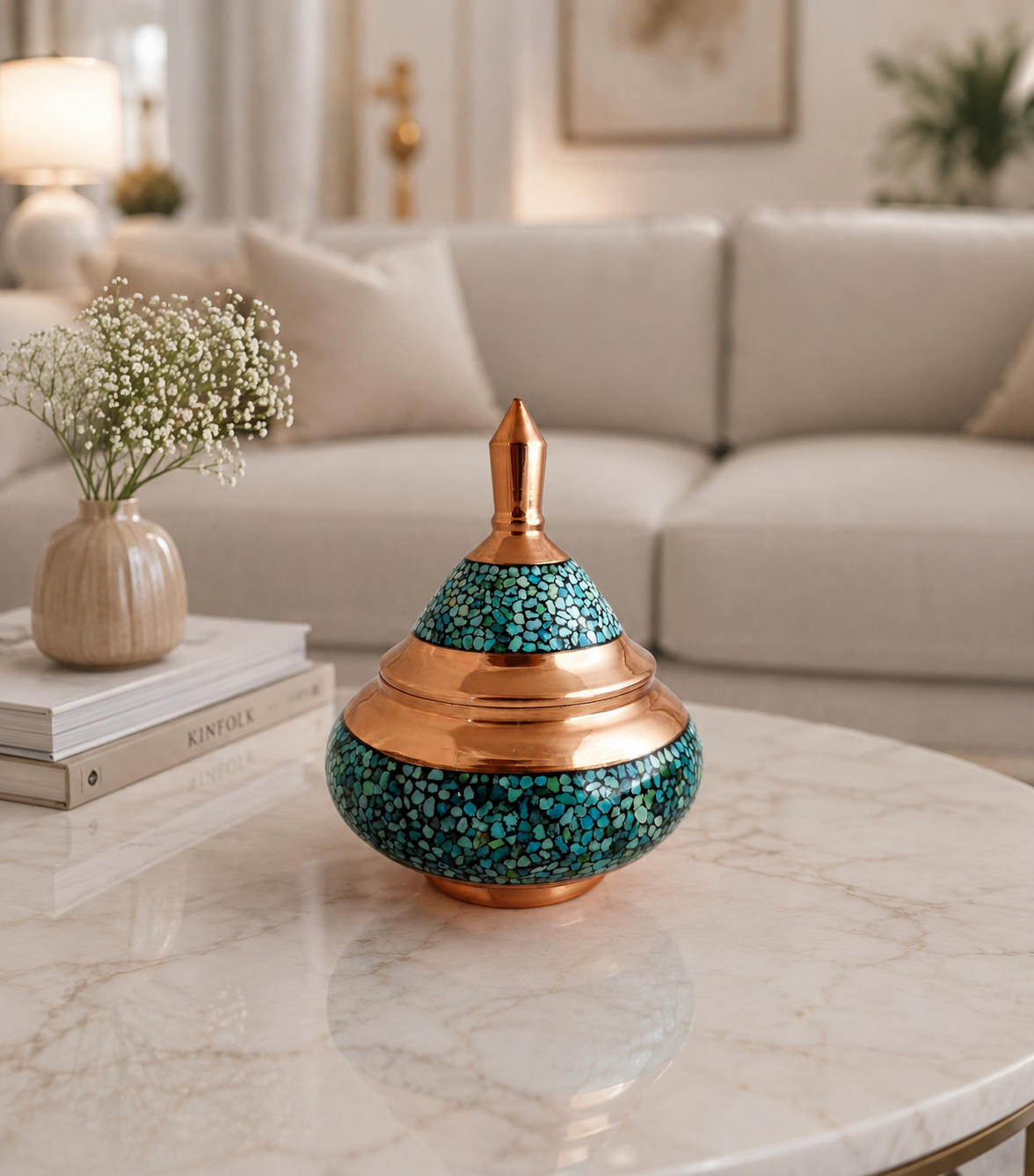قندان فیروزه کوبی ۱۷سانتی